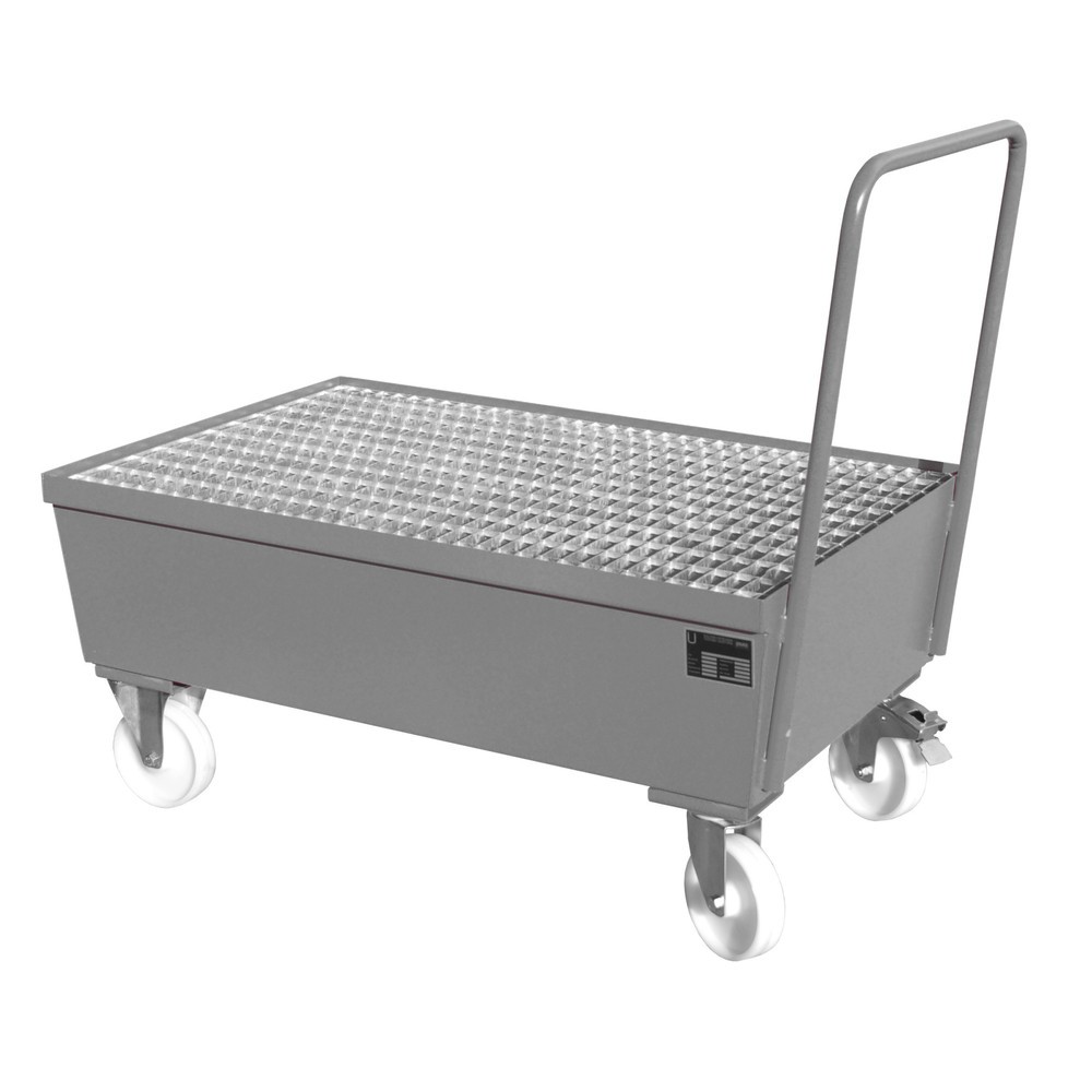 Obrázek produktu: Bauer® sběrná vana z oceli, pojízdné provedení, 2 x 200 l nastojato, objem 225 l, Myší šedá