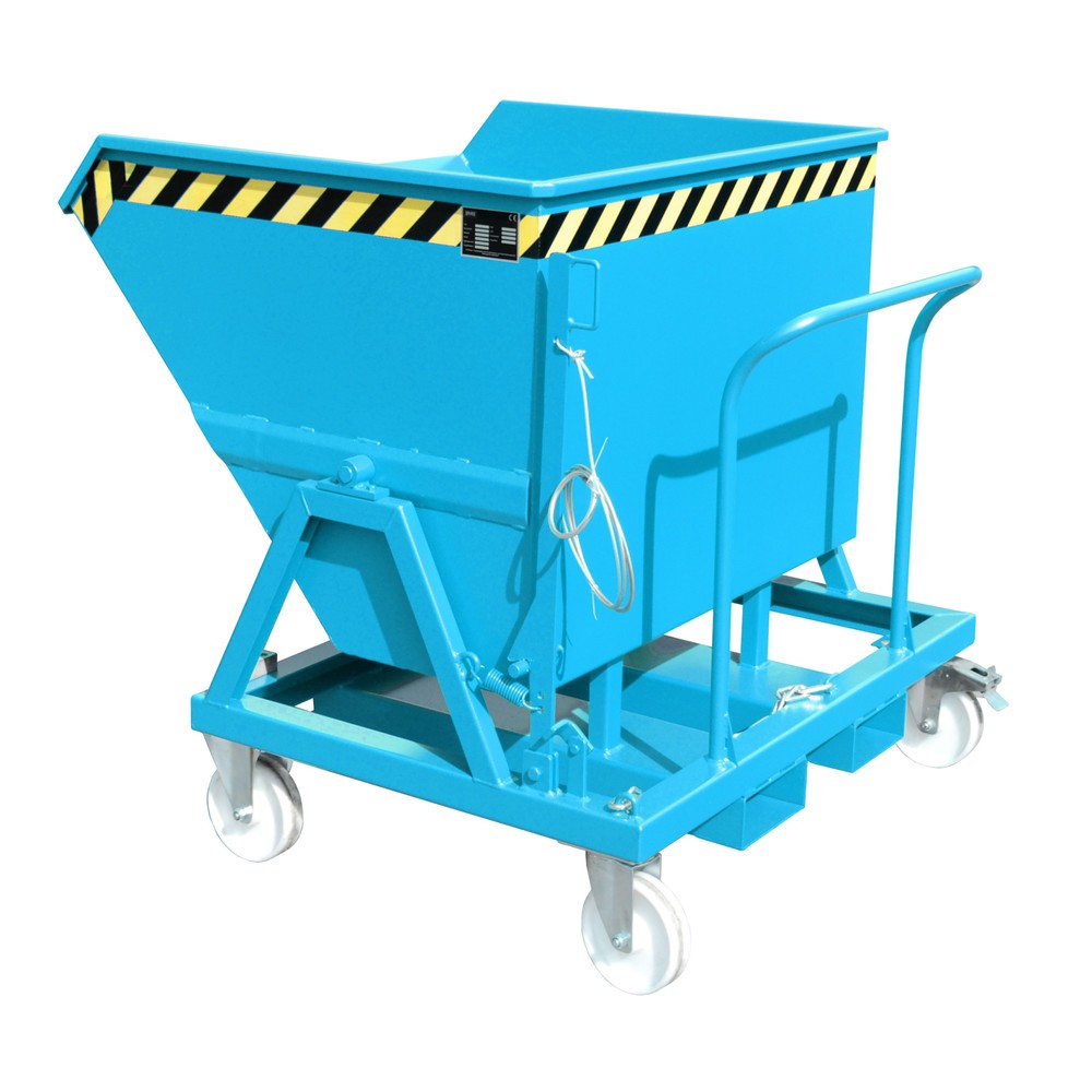 Produktabbildung: Bauer® Kippmulde mit Radausstattung und Schiebebügel, 550 l, RAL 5012 lichtlbau