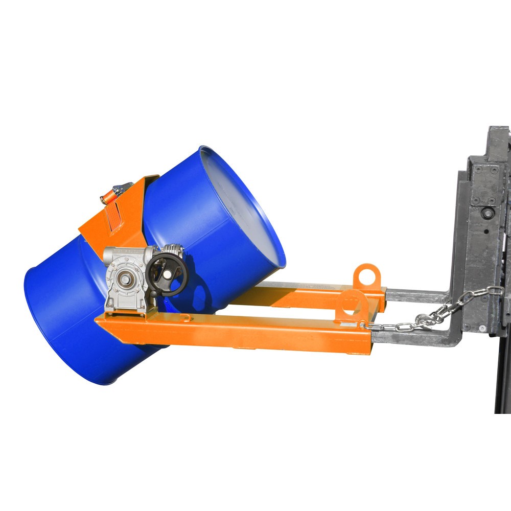 Obrázok výrobku: Bauer® Naklápače sudov, nosnosť 300 kg, pre sud s Ø 350-600 mm, kľuková rukoväť, RAL 2000 žlto-oranžová