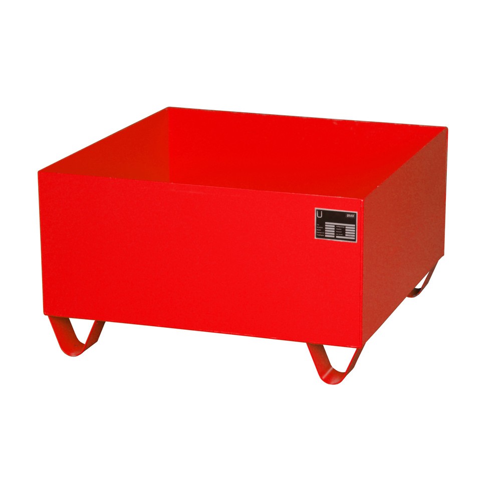Obrázek produktu: Bauer® sběrná vana z oceli, podjezdová výška 100 mm, VxŠxH 465 x 800 x 800 mm, bez mřížového roštu, 1x 200 l, ohnivě červená