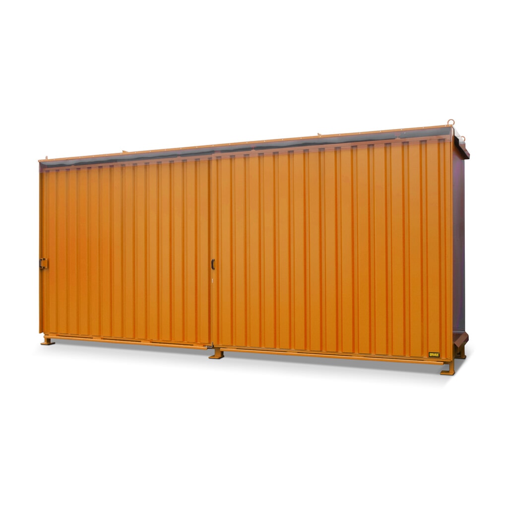 Bauer® Regalcontainer für 12x EP / 8x CP3, 2 Ebenen, 2 Schiebetüren, Führungsschiene, gelborange Produktabbildung: Bauer® Regalcontainer für 12x EP / 8x CP3, 2 Ebenen, 2 Schiebetüren, Führungsschiene, gelborange