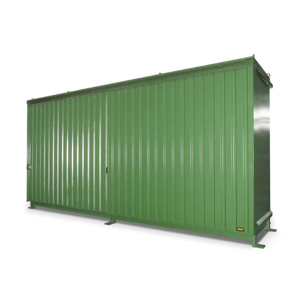 Produktabbildung: Bauer® Regalcontainer für 12x KTC/IBC, 2 Ebenen, 2 Schiebetüren, resedagrün