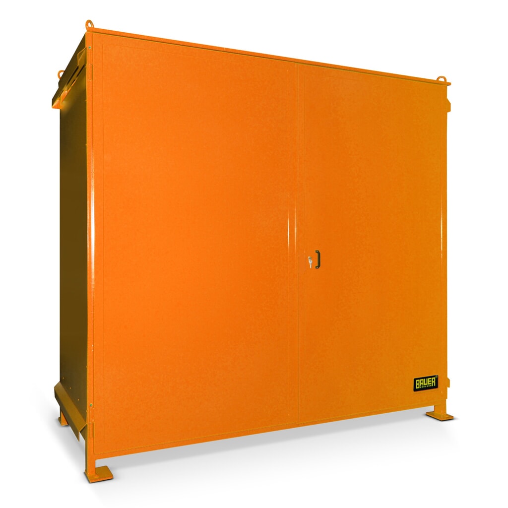 Bauer® Regalcontainer für 6x EP / 4x CP3, 2 Ebenen, 2 Flügeltüren, gelborange Produktabbildung: Bauer® Regalcontainer für 6x EP / 4x CP3, 2 Ebenen, 2 Flügeltüren, gelborange
