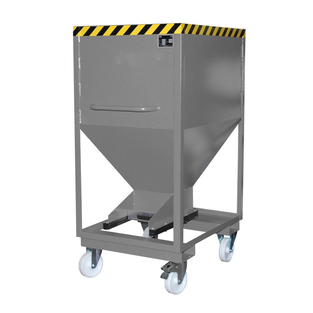 Produktabbildung Nr. 1: Bauer® Silobehälter, mit Schiebeverschluss, Gabeltaschen + Rollen, lackiert, Volumen 0,6 m³, RAL 7005 mausgrau