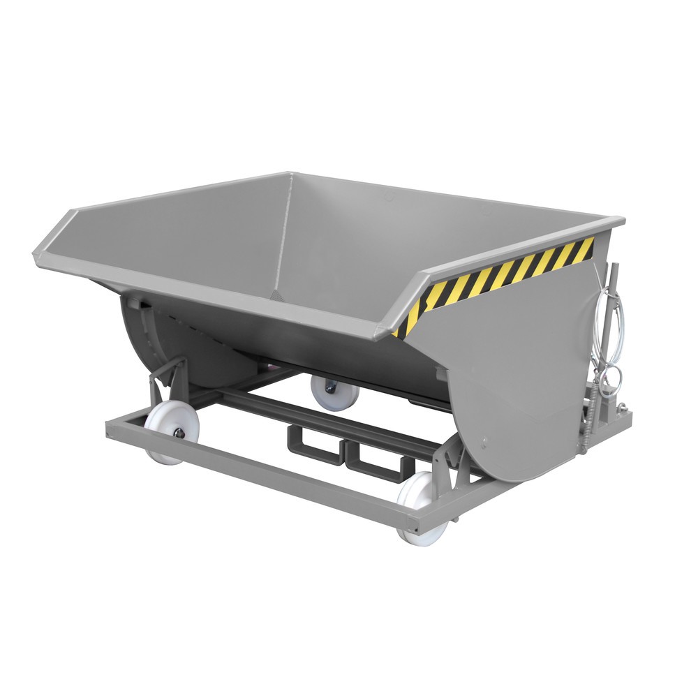 Product afbeelding: Bauer® Spanenkantelbak, lage bouwhoogte, met inrijkokers, gelakt, volume 0,75 m³, RAL 7005 muisgrijs