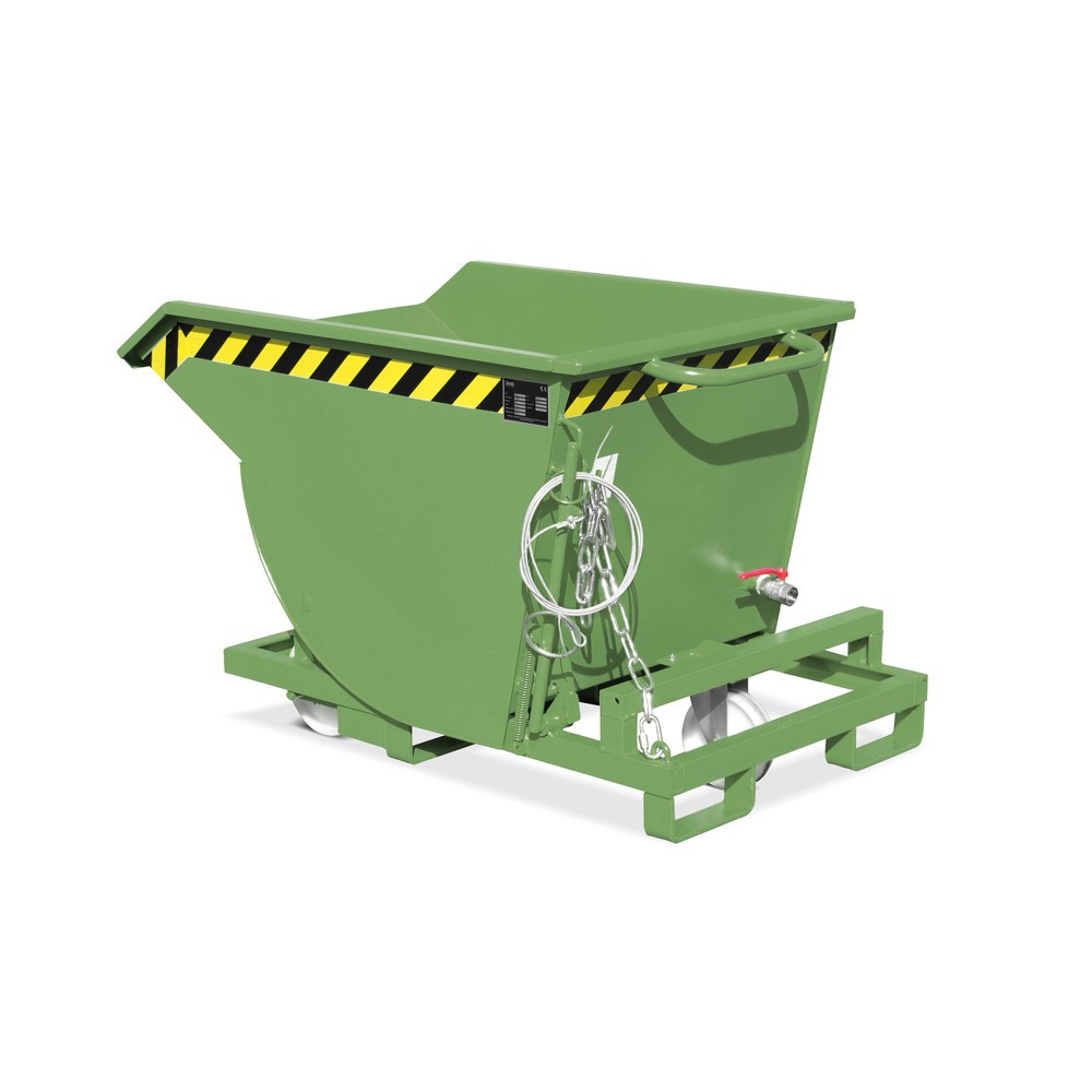 Produktabbildung Nr. 5: Bauer® Späne-Kippbehälter mit Abrollmechanik und Rollensatz, niedrige Bauhöhe, mit Einfahrtaschen, lackiert, Volumen 0,3 m³, RAL 3000 feuerrot