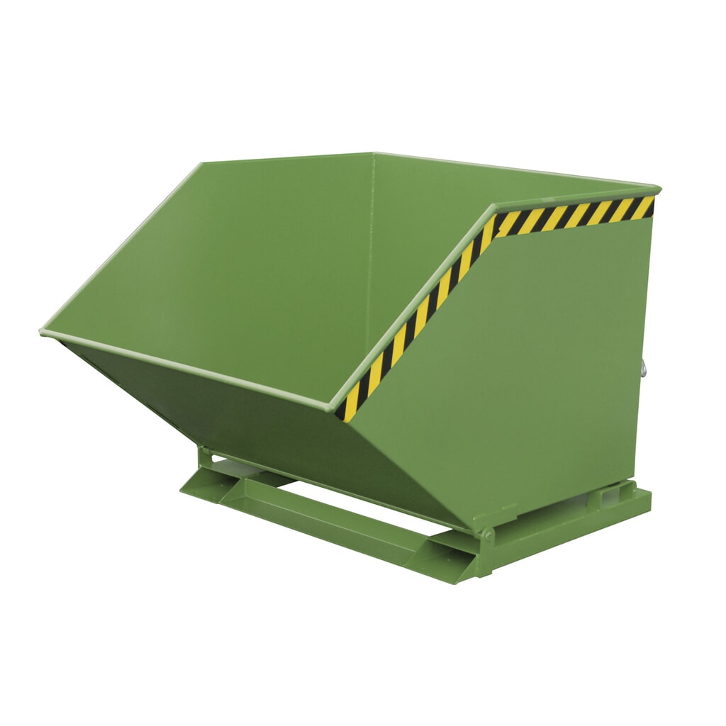 Bauer® Späne-Kippmulde, kastenförmige Mulde, lackiert, Volumen 1 m³, RAL 6011 resedagrün Produktabbildung: Bauer® Späne-Kippmulde, kastenförmige Mulde, lackiert, Volumen 1 m³, RAL 6011 resedagrün