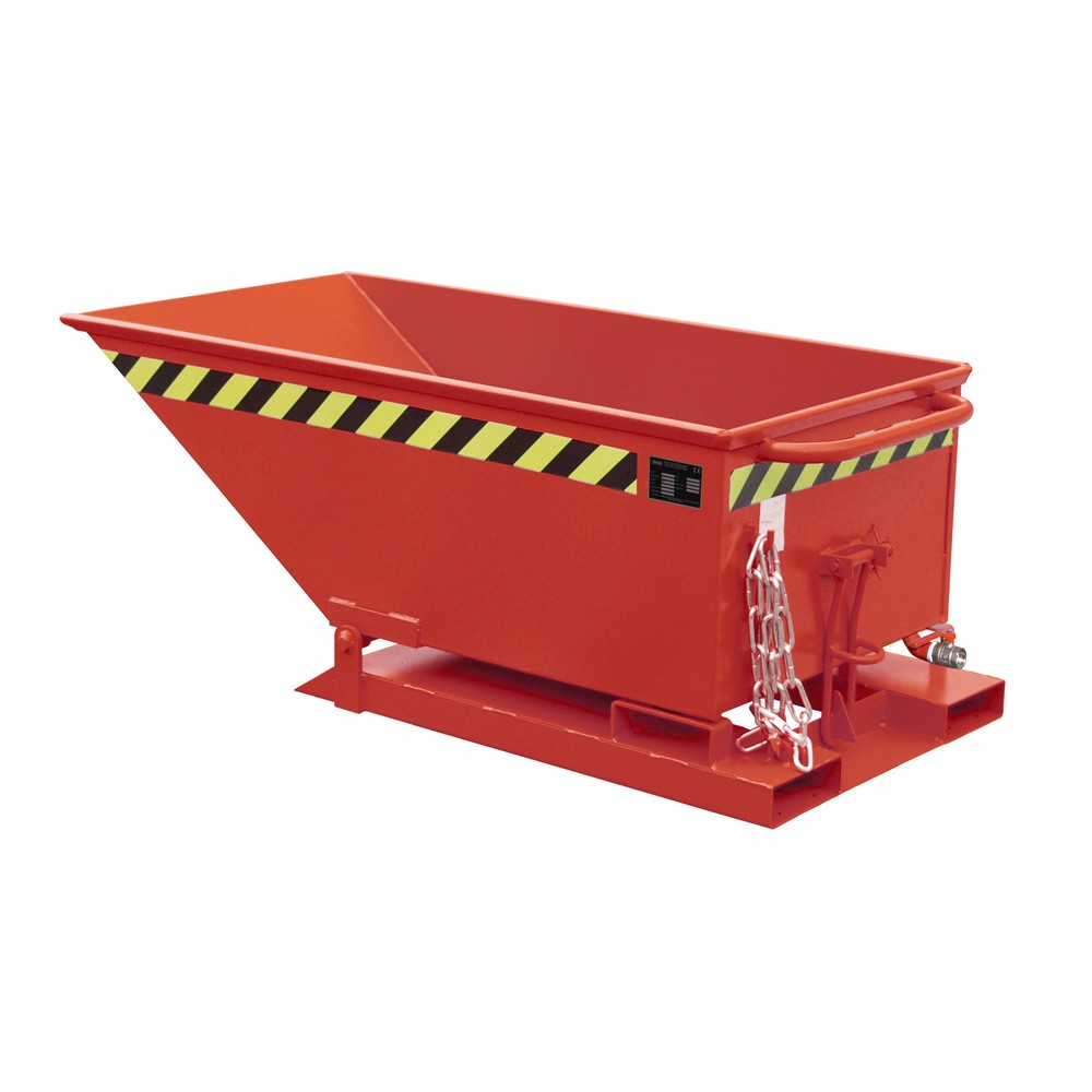 Productafbeelding nr. 1: Bauer® Spanenkantelbak, lage kuip, gelakt, volume 0,25 m³, RAL 3000 vuurrood