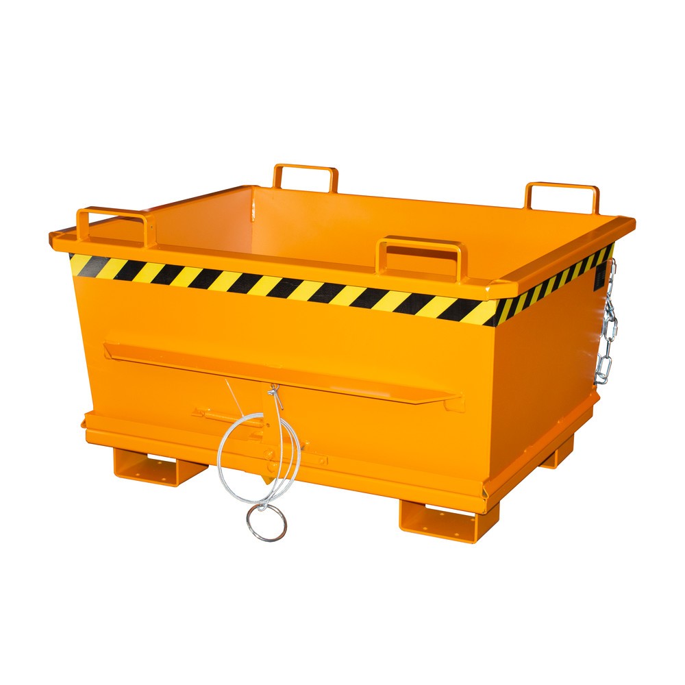 Product afbeelding: Bauer® Stapelbare bak met uitklapbare bodem, gelakt, volume 0,5 m³, RAL 2000 geeloranje