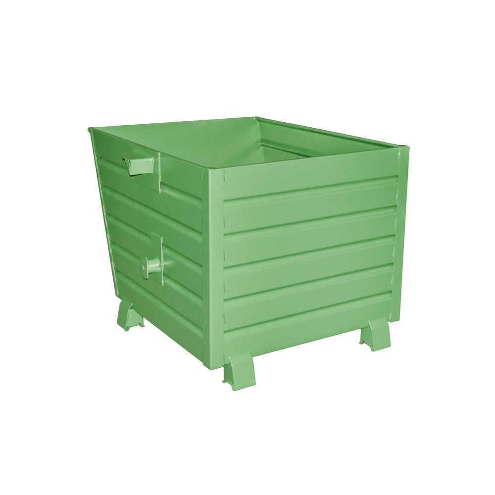 Product afbeelding: Bauer® Stapelbare kantelbak, gelakt, volume 0,9 m³, RAL 6011 resedagroen