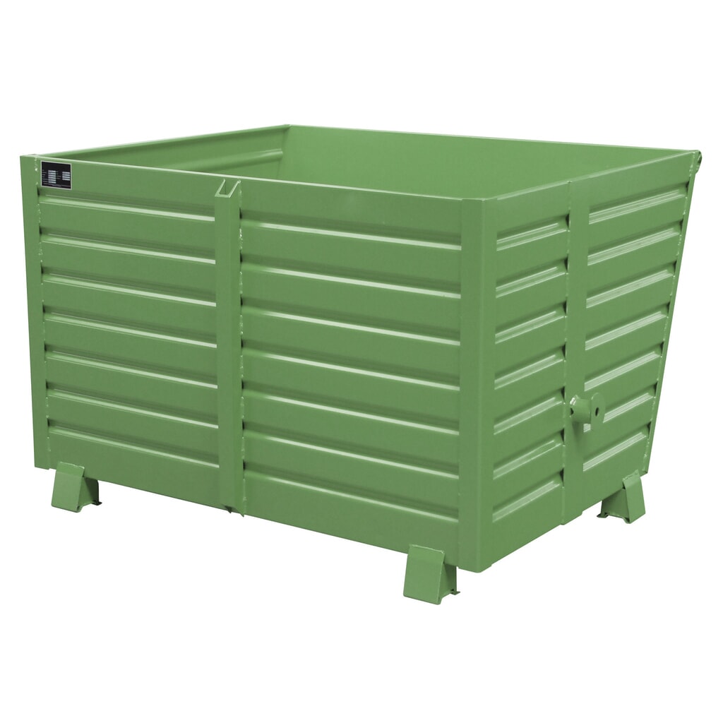 Produktabbildung: Bauer® Stapelbarer Kippbehälter, lackiert, Volumen 1,5 m³, RAL 6011 resedagrün