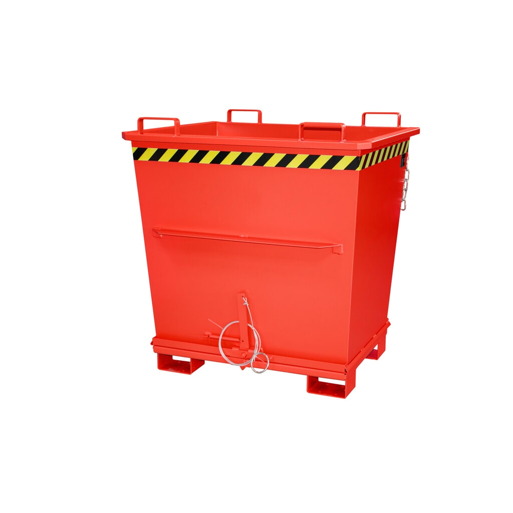 Produktabbildung: Bauer® Stapelbarer Klappbodenbehälter, lackiert, Volumen 1 m³, RAL 3000 feuerrot