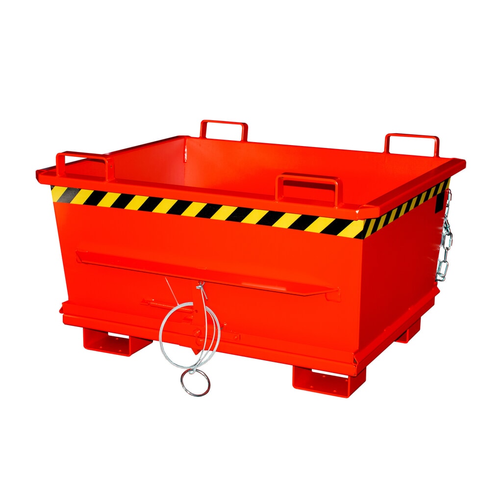 Bauer® Stapelbarer Klappbodenbehälter, lackiert, Volumen 0,5 m³, RAL 3000 feuerrot Produktabbildung: Bauer® Stapelbarer Klappbodenbehälter, lackiert, Volumen 0,5 m³, RAL 3000 feuerrot