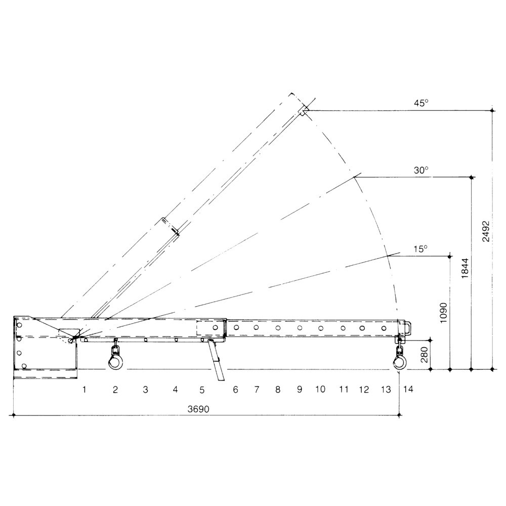 Číslo obrázku produktu 4: Bauer® jeřábové rameno model 1, dosah až 3 690 mm, nosnost až 2 500 kg, žlutooranžové
