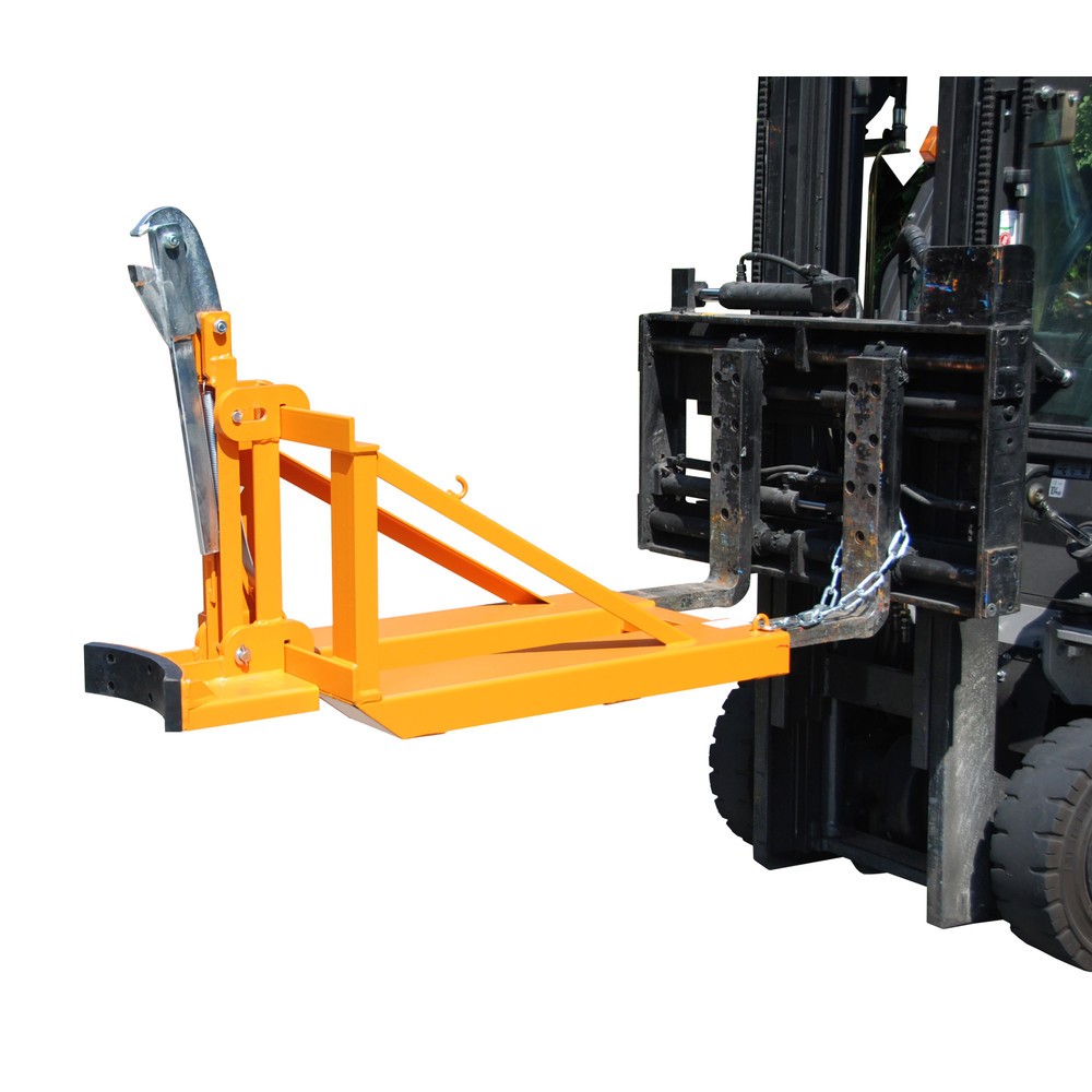 Product afbeelding: Bauer® Vatengrijper voor stalen en kunststof L-ringvaten, cap. 800 kg, RAL 2000 geeloranje