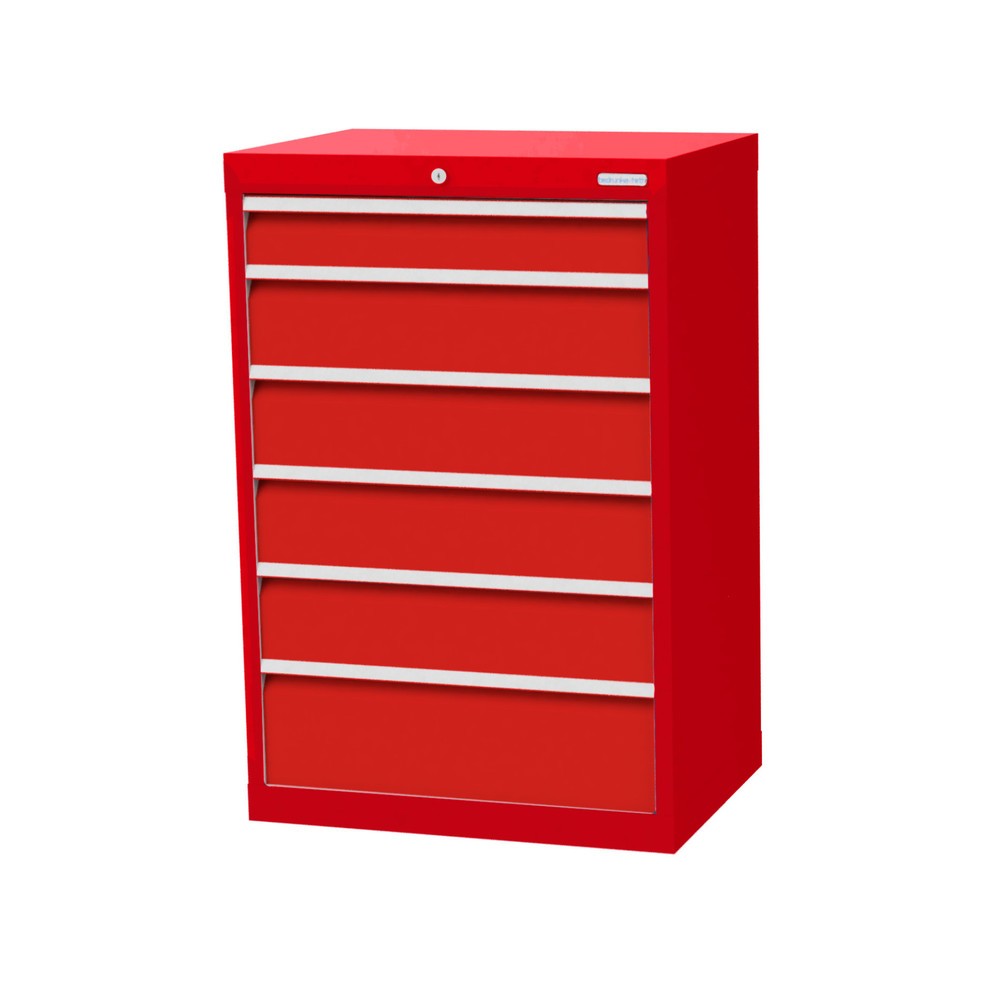 Immagine del prodotto: Bedrunka+Hirth Cassettiera professionale, cassetti 1x100 + 4x150 + 1x200 mm, AxLxP 1.019 x 680 x 500 mm, Rosso traffico, Rosso traffico