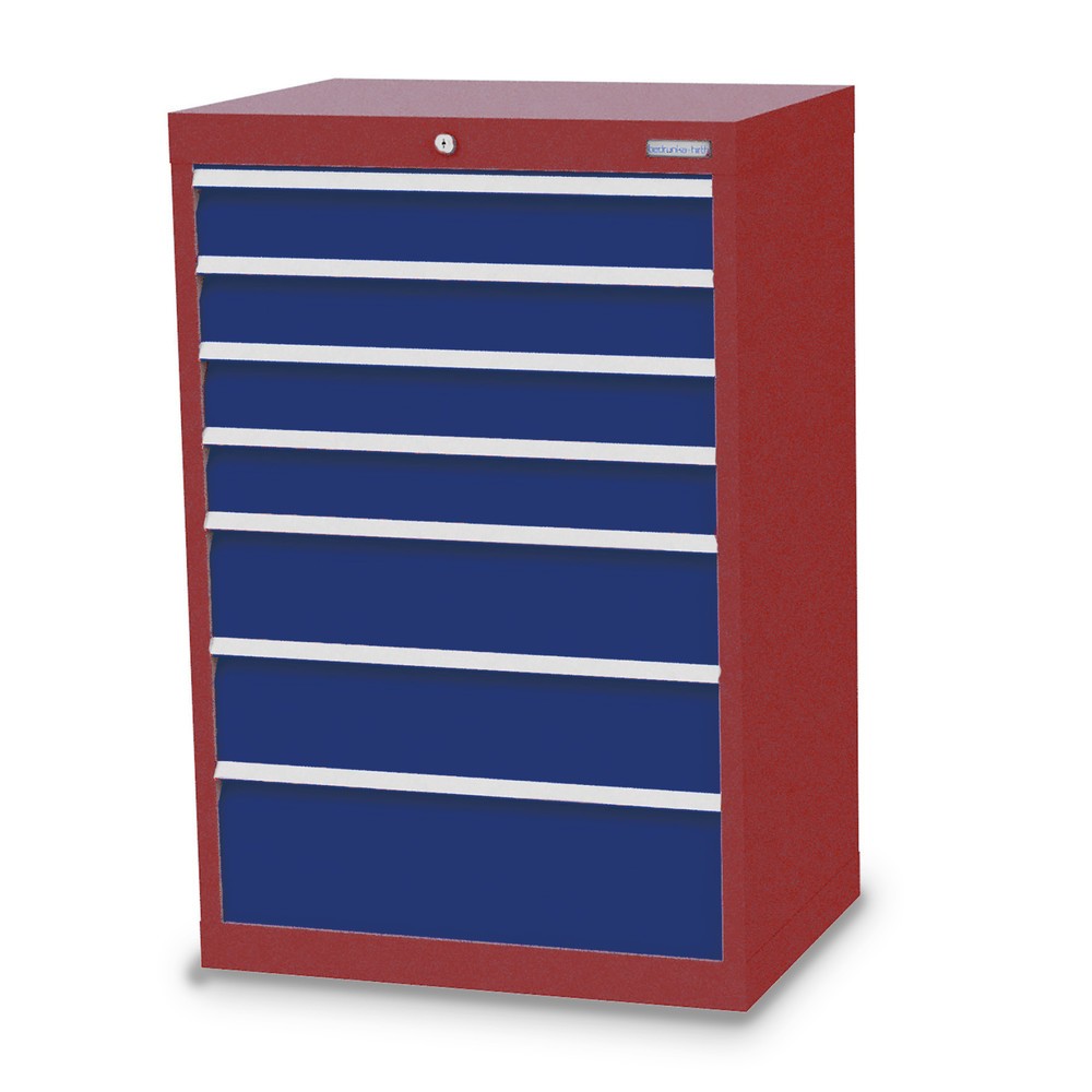 Immagine del prodotto: Bedrunka+Hirth Cassettiera professionale, cassetti 4x100 + 2x150 + 1x200 mm, AxLxP 1.019 x 680 x 500 mm, Rosso rubino, Blu genziana