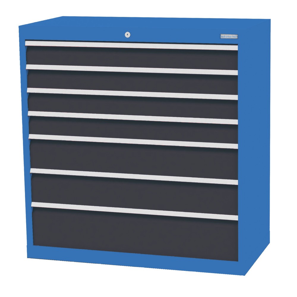 Immagine del prodotto: Bedrunka+Hirth Cassettiera professionale, cassetti 4x100 + 2x150 + 1x200 mm, AxLxP 1.019 x 980 x 500 mm, Blu luce, grigio antracite