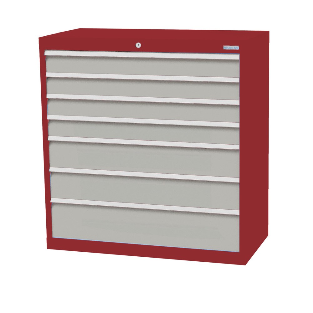 Immagine del prodotto: Bedrunka+Hirth Cassettiera professionale, cassetti 4x100 + 2x150 + 1x200 mm, AxLxP 1.019 x 980 x 500 mm, Rosso rubino, grigio chiaro