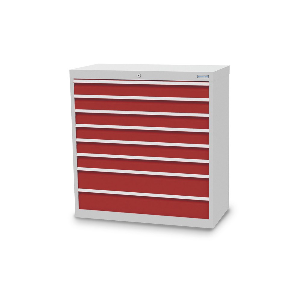 Immagine del prodotto: Bedrunka+Hirth Cassettiera professionale, cassetti 6x100 + 2x150 mm, AxLxP 1.019 x 980 x 500 mm, grigio chiaro, Rosso rubino