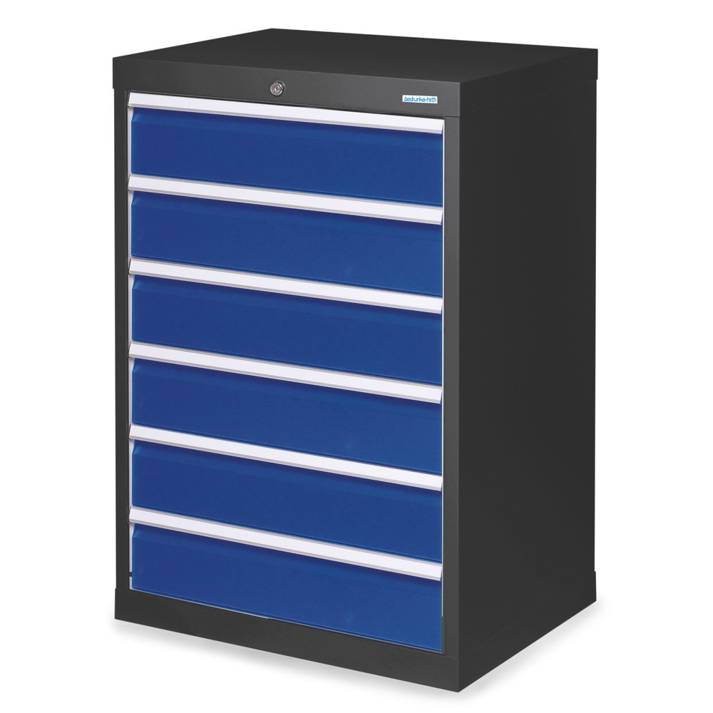 Immagine del prodotto: Bedrunka+Hirth Cassettiera professionale, cassetti 6x150 mm, AxLxP 1.019 x 680 x 500 mm, grigio antracite, Blu genziana