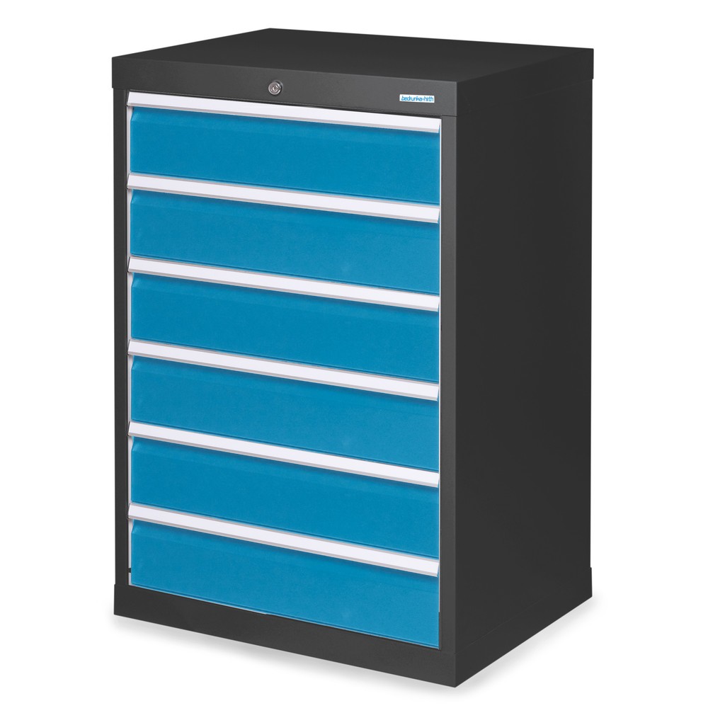 Immagine del prodotto: Bedrunka+Hirth Cassettiera professionale, cassetti 6x150 mm, AxLxP 1.019 x 680 x 500 mm, grigio antracite, Blu luce