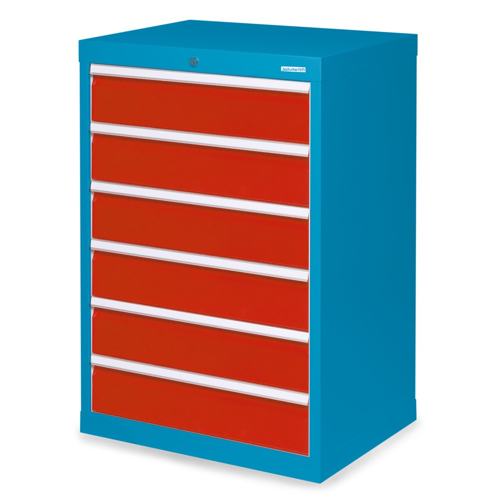 Immagine del prodotto: Bedrunka+Hirth Cassettiera professionale, cassetti 6x150 mm, AxLxP 1.019 x 680 x 500 mm, Blu luce, Rosso traffico