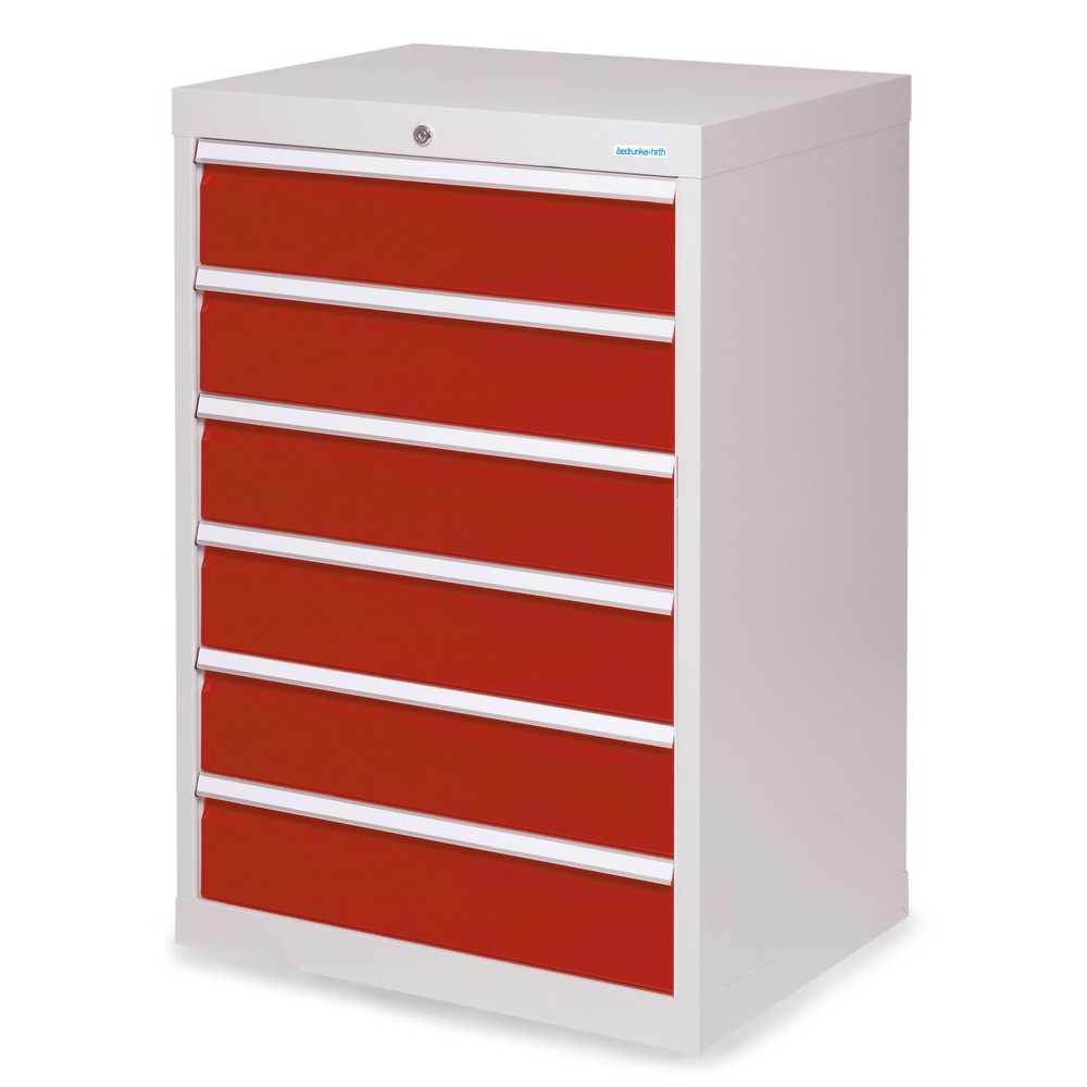 Immagine del prodotto: Bedrunka+Hirth Cassettiera professionale, cassetti 6x150 mm, AxLxP 1.019 x 680 x 500 mm, grigio chiaro, Rosso rubino
