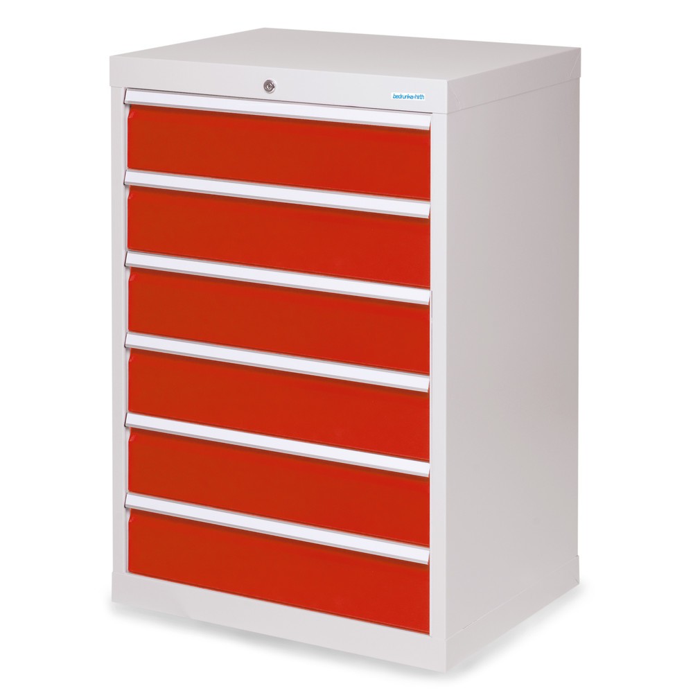 Immagine del prodotto: Bedrunka+Hirth Cassettiera professionale, cassetti 6x150 mm, AxLxP 1.019 x 680 x 500 mm, grigio chiaro, Rosso traffico
