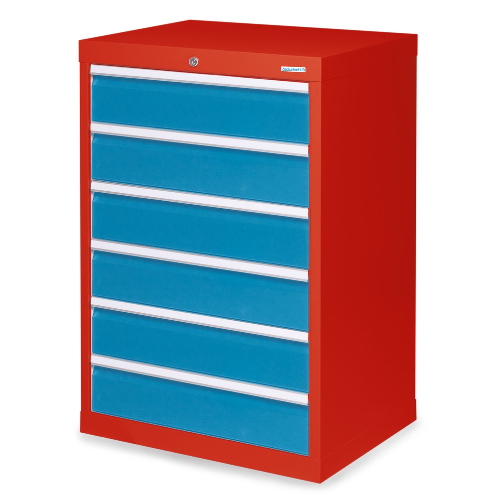 Immagine del prodotto: Bedrunka+Hirth Cassettiera professionale, cassetti 6x150 mm, AxLxP 1.019 x 680 x 500 mm, Rosso traffico, Blu luce