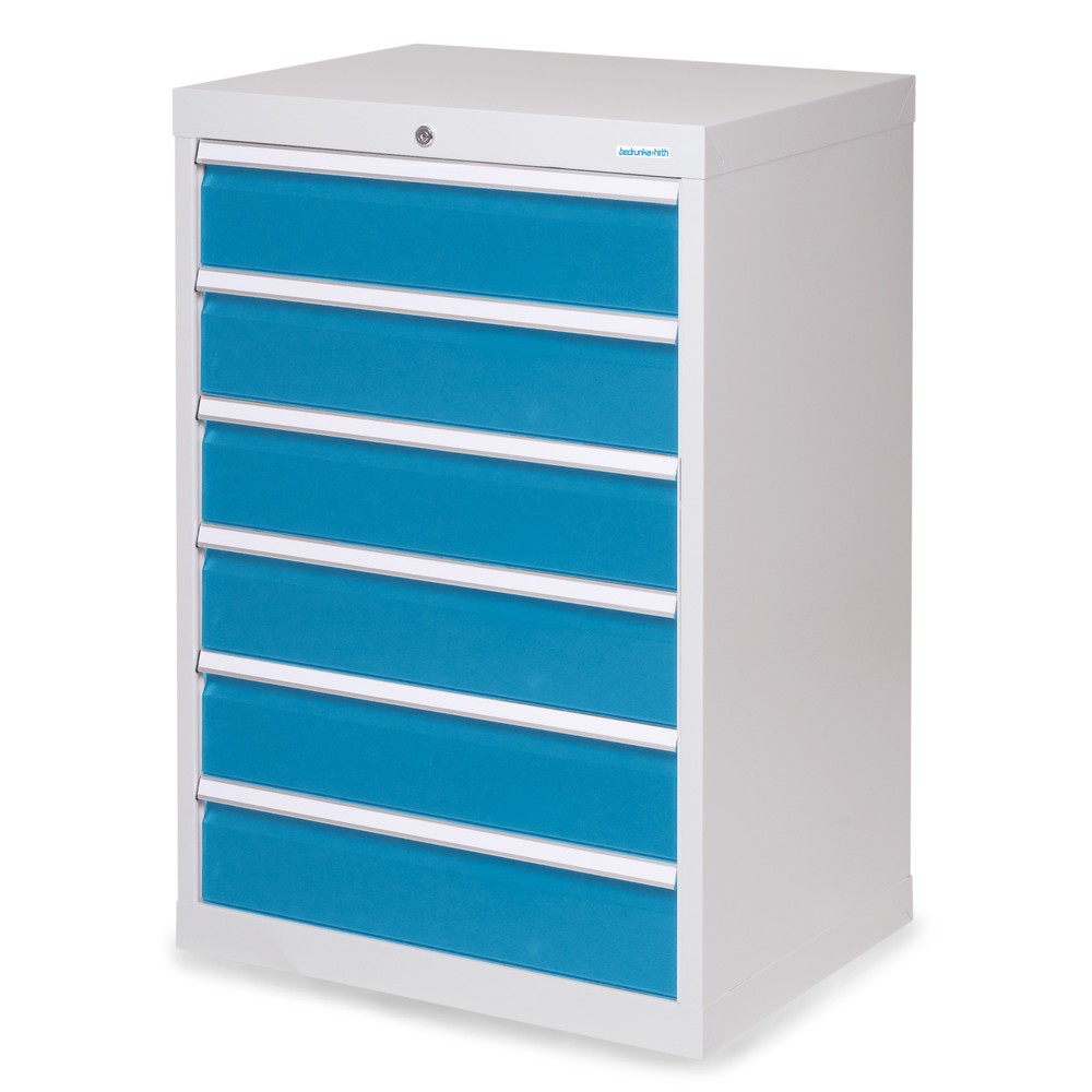 Immagine del prodotto: Bedrunka+Hirth Cassettiera professionale, cassetti 6x150 mm, AxLxP 1.019 x 680 x 500 mm, grigio chiaro, Blu luce
