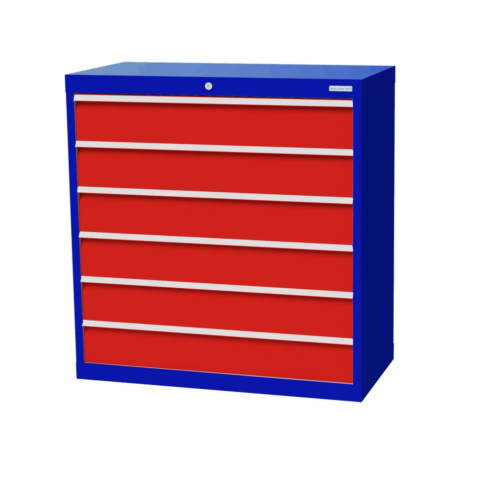 Immagine del prodotto: Bedrunka+Hirth Cassettiera professionale, cassetti 6x150 mm, AxLxP 1.019 x 980 x 500 mm, Blu genziana, Rosso traffico