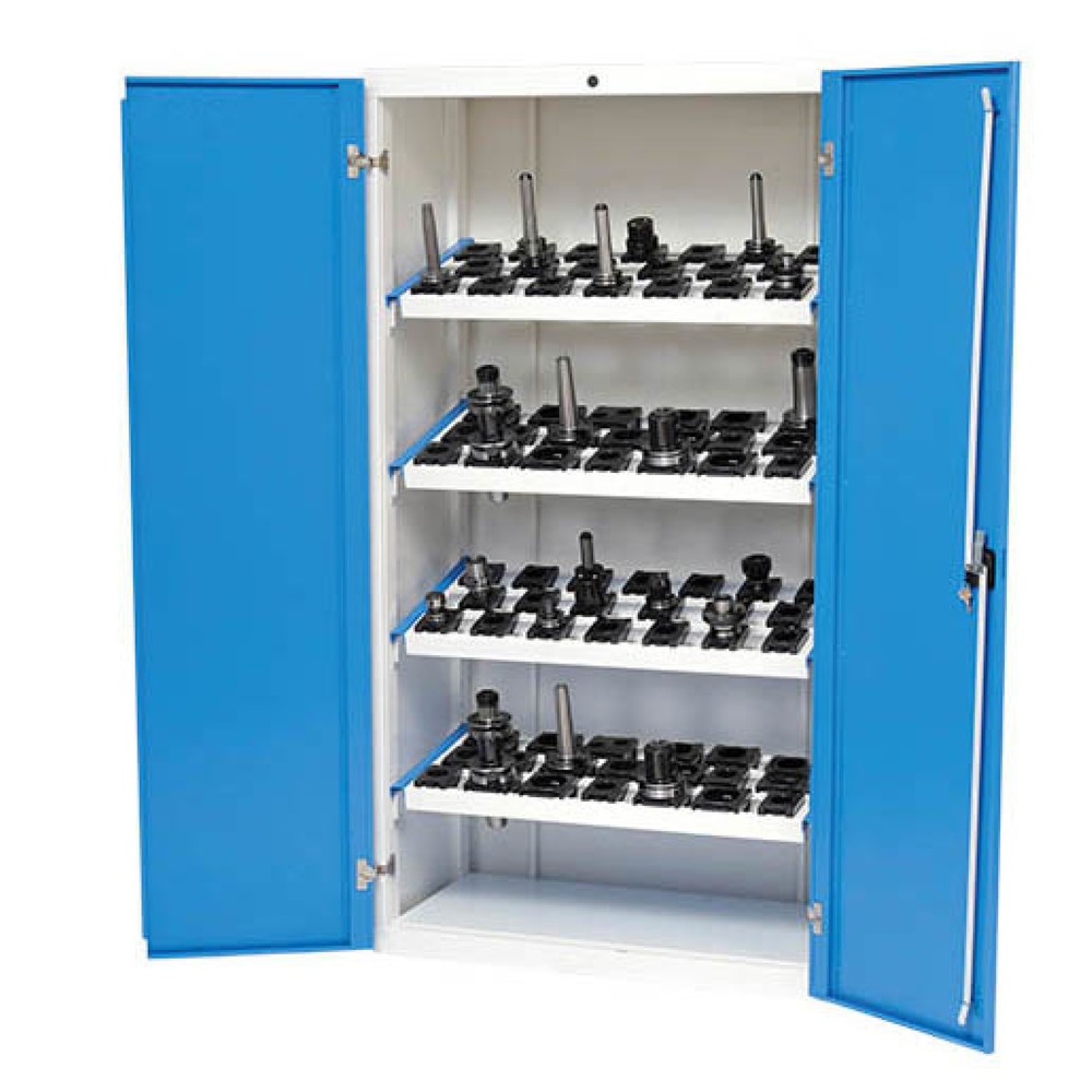 Produktabbildung Nr. 1: Bedrunka+Hirth CNC-Flügeltürenschrank, HxBxT 1.838 x 980 x 500 mm, lichtgrau, lichtblau, mit 4 CNC-Werkzeugaufnahmerahmen