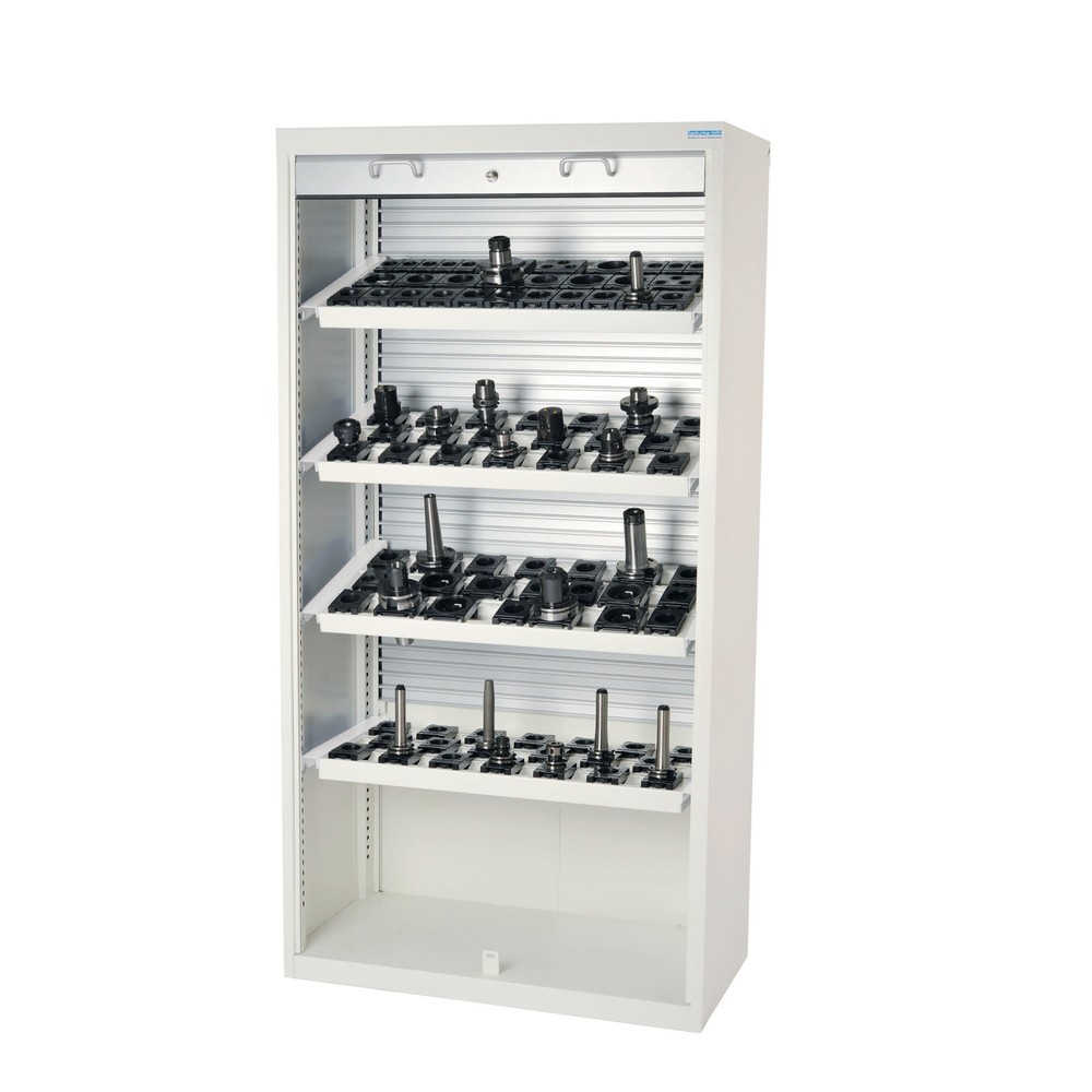 Produktabbildung Nr. 1: Bedrunka+Hirth Hochschrank für CNC-Werkzeuge mit Aluminiumrollladen, HxBxT 1.950 x 1.000 x 500 mm, Werkzeugeinsatz SK 50 (64 Stück)