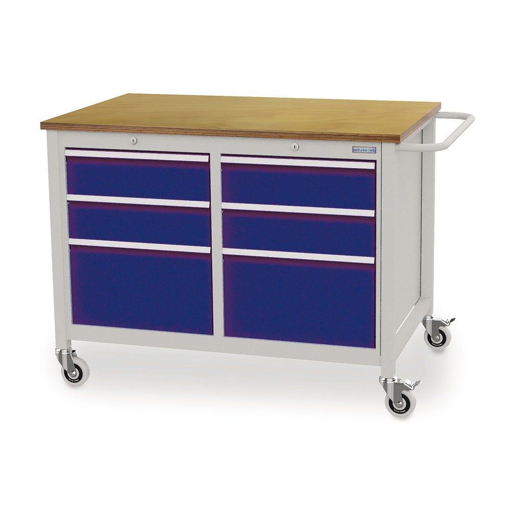 Produktabbildung Nr. 1: Bedrunka+Hirth Mobile Werkbank, 6 Schubladen, enzianblau