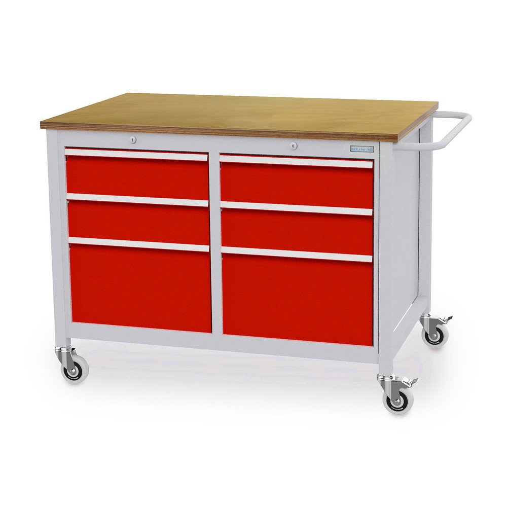 Produktabbildung Nr. 1: Bedrunka+Hirth Mobile Werkbank, 6 Schubladen, verkehrsrot