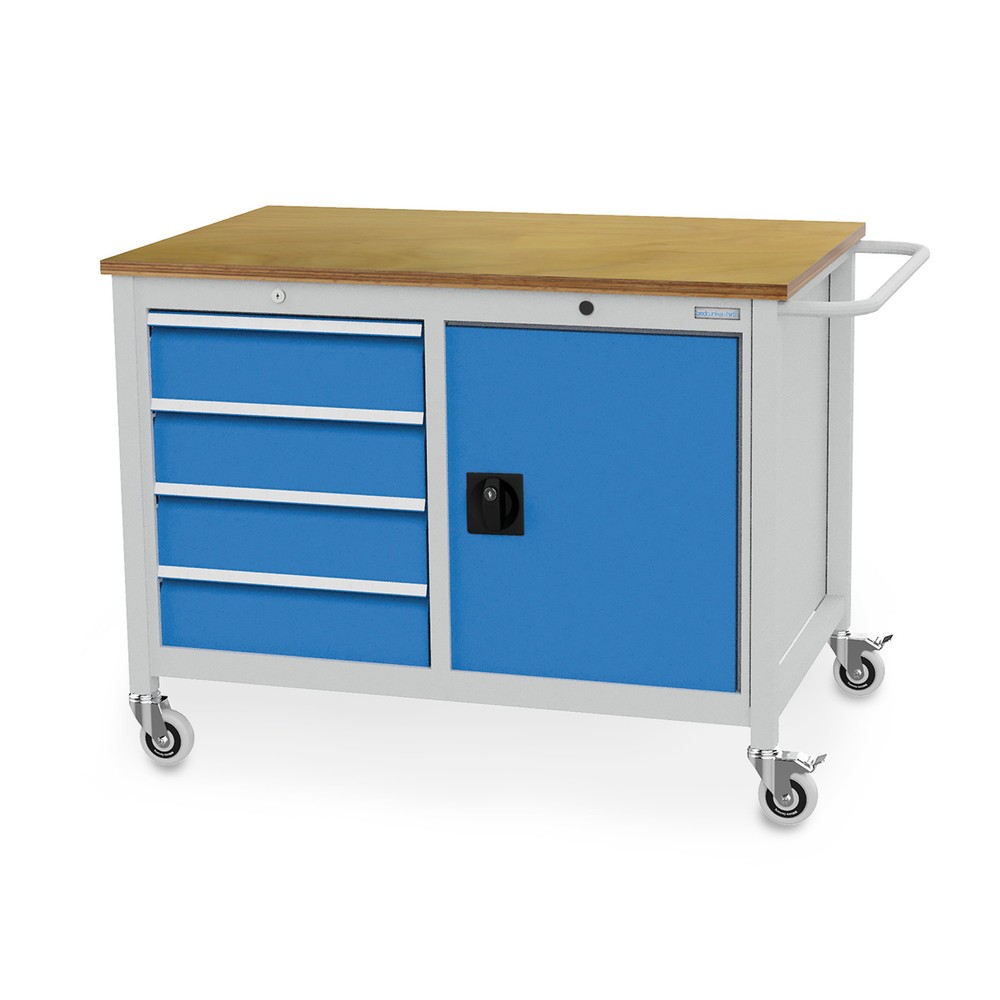 Produktabbildung Nr. 1: Bedrunka+Hirth Mobile Werkbank, Schrank, 4 Schubladen, lichtblau