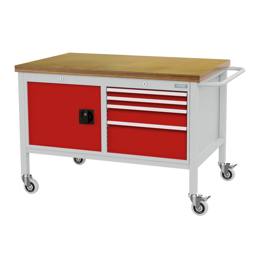 Produktabbildung Nr. 1: Bedrunka+Hirth Mobile Werkbank, Schrank, 4 Schubladen in verschiedenen Höhen, verkehrsrot
