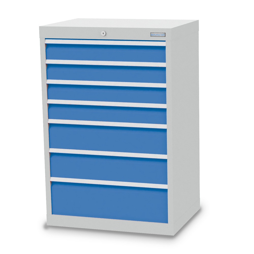Produktabbildung: Bedrunka+Hirth Schubladenschrank Profi, Schubladen 4x100 + 2x150 + 1x200 mm, HxBxT 1.019 x 680 x 500 mm, lichtgrau/lichtblau