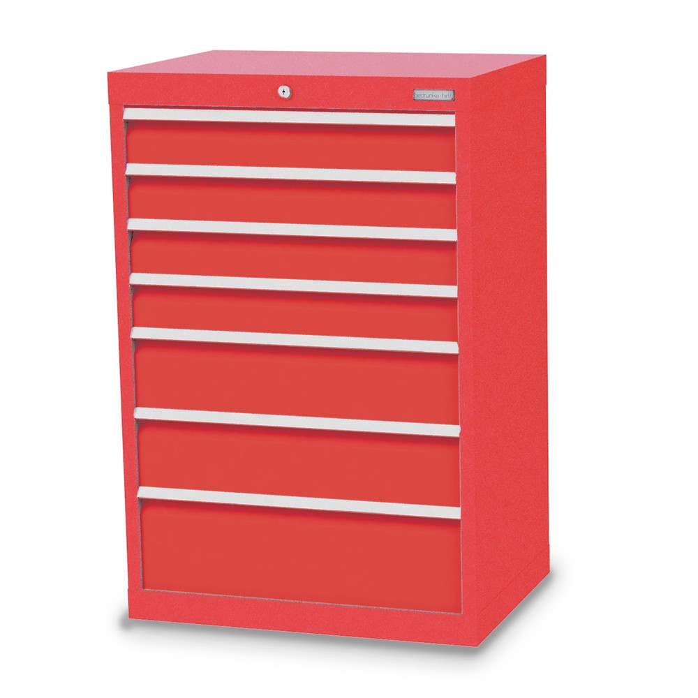 Produktabbildung: Bedrunka+Hirth Schubladenschrank Profi, Schubladen 4x100 + 2x150 + 1x200 mm, HxBxT 1.019 x 680 x 500 mm, verkehrsrot/verkehrsrot
