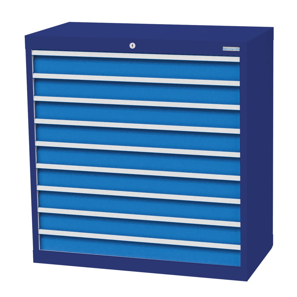 Produktabbildung Nr. 1: Bedrunka+Hirth Schubladenschrank Profi, Schubladen 9x100 mm, HxBxT 1.019 x 980 x 500 mm, enzianblau/lichtblau