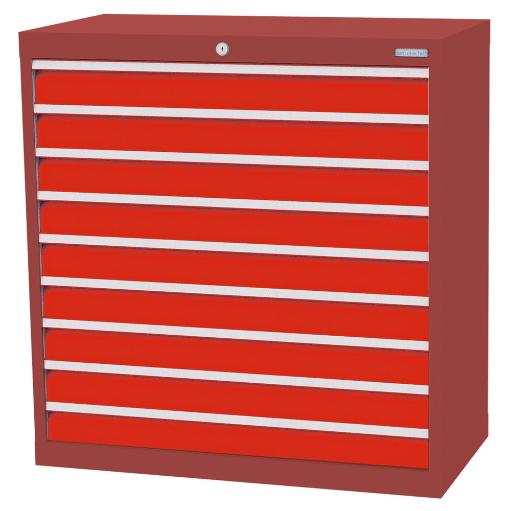 Produktabbildung Nr. 1: Bedrunka+Hirth Schubladenschrank Profi, Schubladen 9x100 mm, HxBxT 1.019 x 980 x 500 mm, rubinrot/verkehrsrot