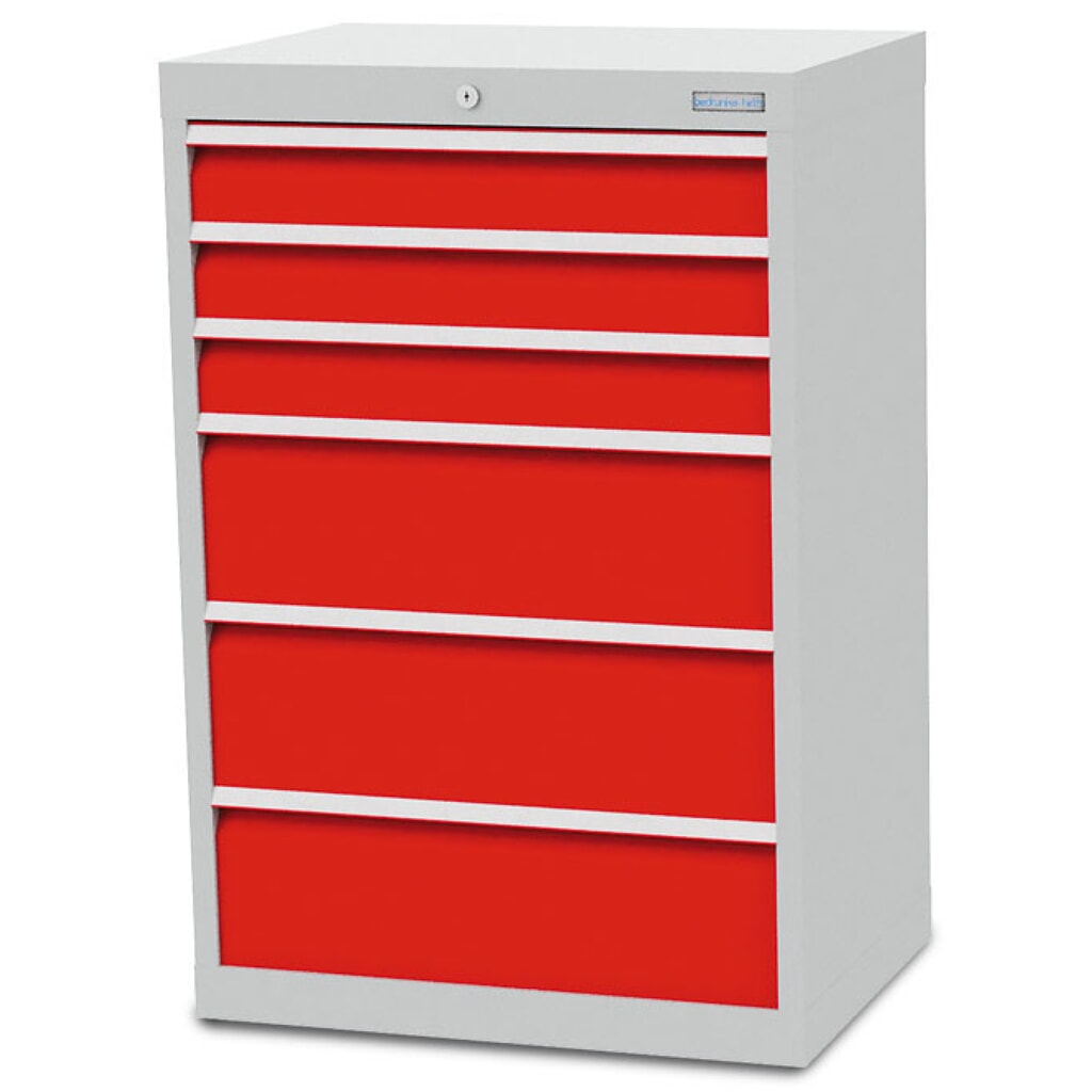 Produktabbildung Nr. 1: Bedrunka+Hirth Schubladenschrank R 24-16, HxBxT 1.019 x 680 x 500 mm, lichtgrau, lichtblau, 6 Schubladen