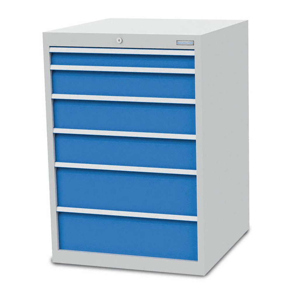 Produktabbildung Nr. 1: Bedrunka+Hirth Schubladenschrank R 24-24, HxBxT 1.019 x 705 x 736 mm, lichtgrau, lichtblau, 6 Schubladen 1x75 + 1x125 + 2x150 + 2x200 mm