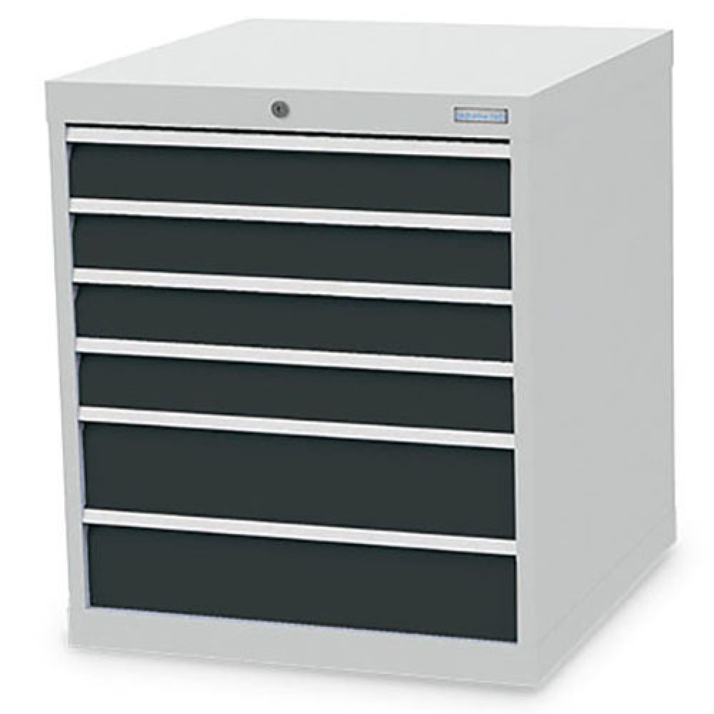 Produktabbildung: Bedrunka+Hirth Schubladenschrank R 24-24, HxBxT 819 x 705 x 736 mm, lichtgrau, anthrazitgrau, 6 Schubladen 4x100 + 2x150 mm