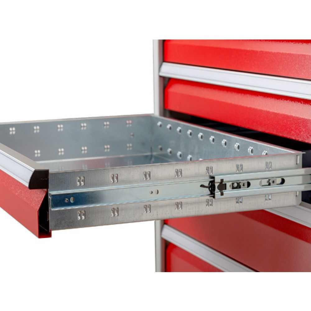 Produktabbildung Nr. 2: Bedrunka+Hirth Schubladenschrank Profi, Schubladen 9x100 mm, HxBxT 1.019 x 980 x 500 mm, rubinrot/lichtblau