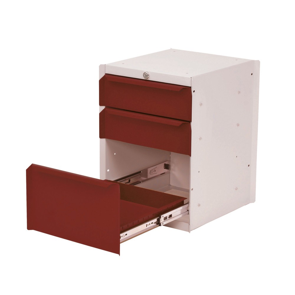 Produktabbildung Nr. 1: Bedrunka+Hirth Unterbauschrank mit 3 Schubladen für Arbeitsplatzsystem Tisch, HxBxT 500 x 370 x 400 mm, rubinrot