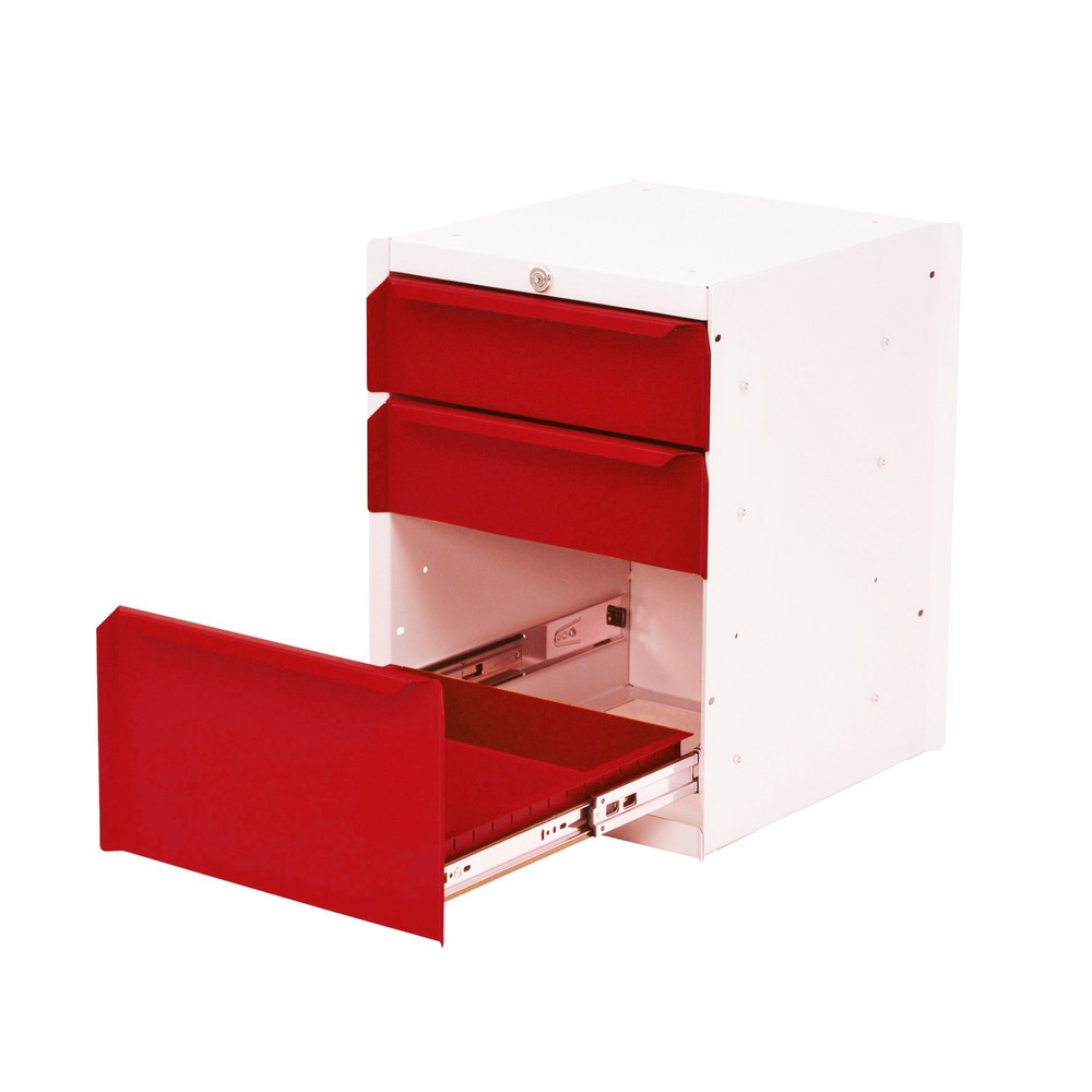 Produktabbildung: Bedrunka+Hirth Unterbauschrank mit 3 Schubladen für Arbeitsplatzsystem Tisch, HxBxT 500 x 370 x 400 mm, verkehrsrot