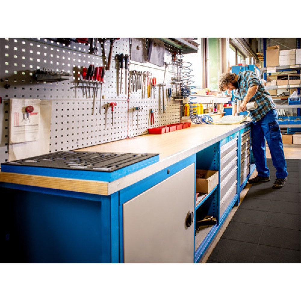 Produktabbildung Nr. 6: Bedrunka+Hirth Kastenwerkbank R 18-24, HxBxT 959 x 1.500 x 750 mm, lichtgrau, lichtblau, 8 Schubladen 1x75 + 1x125 + 4x150 + 2x200 mm