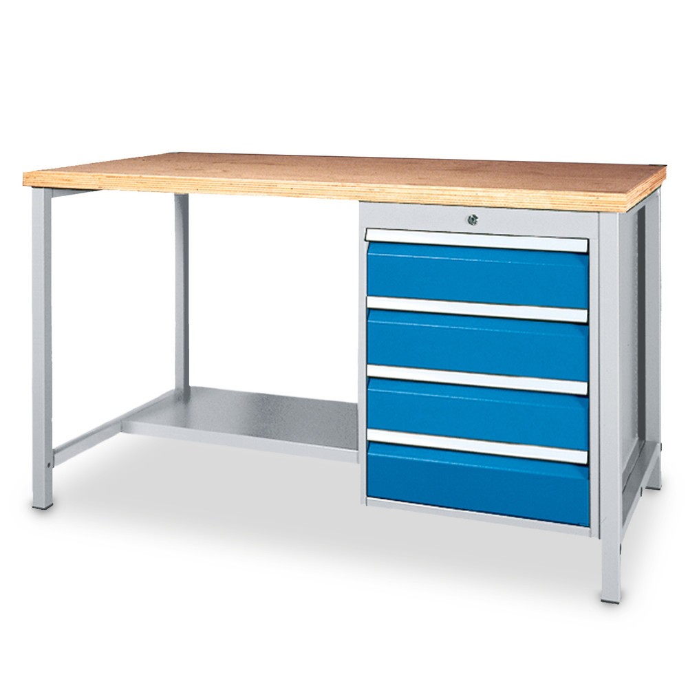 Produktabbildung Nr. 1: Bedrunka+Hirth Werkbanktisch mit Ablage + Schubladenblock, TK 1.000 kg, HxBxT 859 x 1.500 x 750 mm